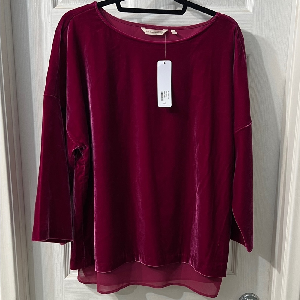 Soft Surroundings “Millie” Velvet Tunic – NWT - Dark Fuchsia Size L